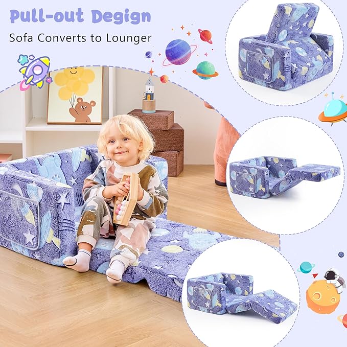 Toddler Couch, Toddler Chair, 2-in-1 Baby Seat Furniture Fold Out, Convertible - Image 3