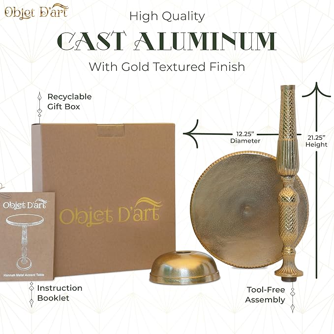 OBJET D'ART Small Round Gold Side Table, Vintage Metal Accent, Coctail and - Image 2
