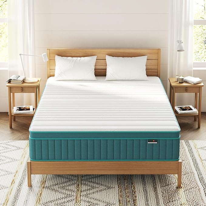Firm Queen Mattress, 14 Inch Cooling-Gel Memory Foam & Pocket Spring Hybrid by Swbvs