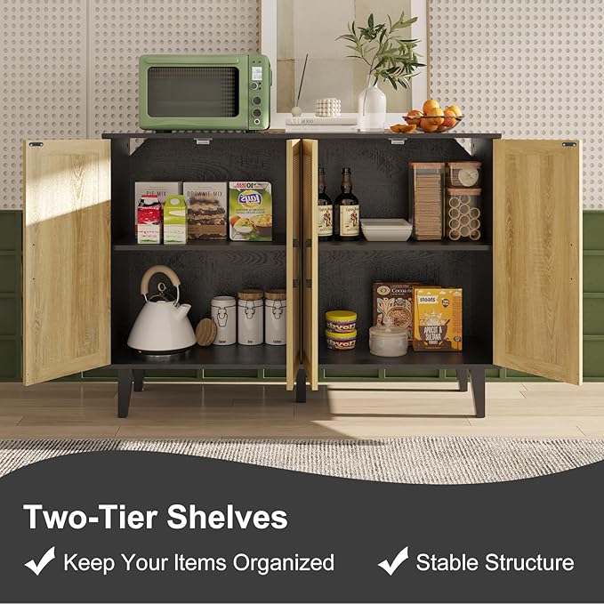 Storage Cabinet with Rattan Trim - Image 4