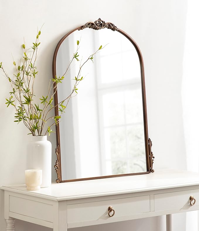 Kate and Laurel Myrcelle Traditional Arched Mirror; 25 x 33; Bronze; Decorative - Image 3