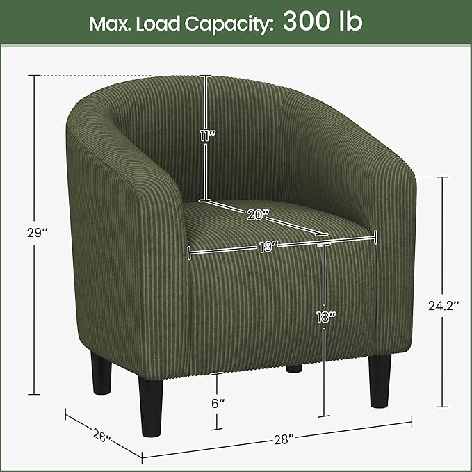 Yaheetech Accent Barrel Chair, Corduroy Fabric Club Chair, Furry Sherpa Elegant - Image 3