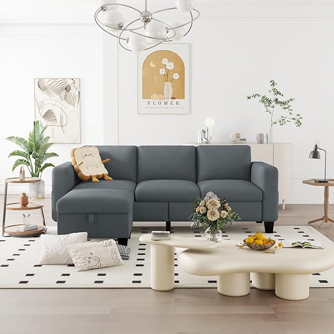 ZeeFu Convertible Sectional Sofa Couch, Classic 3 Seat L-Shaped Sofa - Image 3
