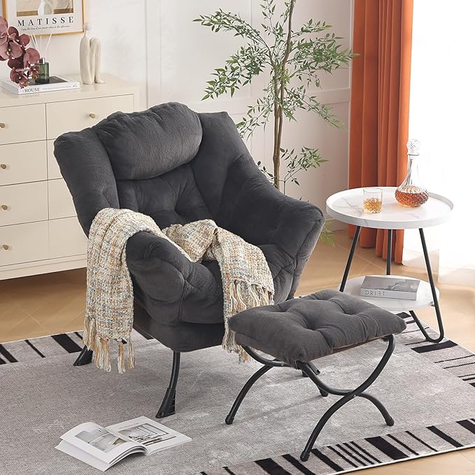Oversized Chair with Ottoman, Modern Reading Chair, Lounge Accent Chair with - Image 7