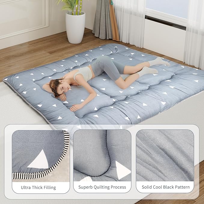 Japanese Floor Mattress, Roll Up Memory Foam Tatami Mat Easy to Store and - Image 3