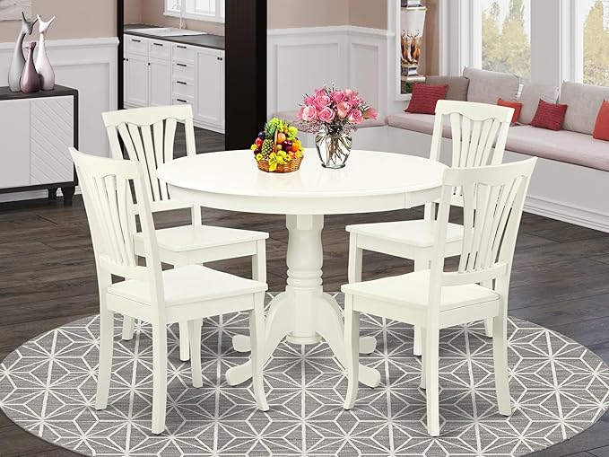 East West Furniture HLAV5-LWH-W 5 Piece Kitchen Table Set - Image 2