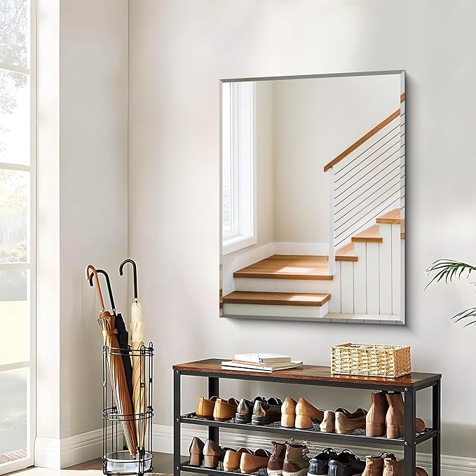 Beveled Bathroom Mirror, 30x40 Large Frameless Mirrors - Image 6