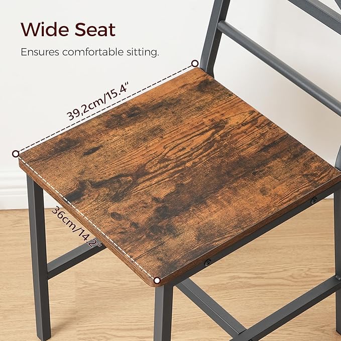 Dining Chair Set of 4, Rustic Wooden Kitchen Chairs - Image 5