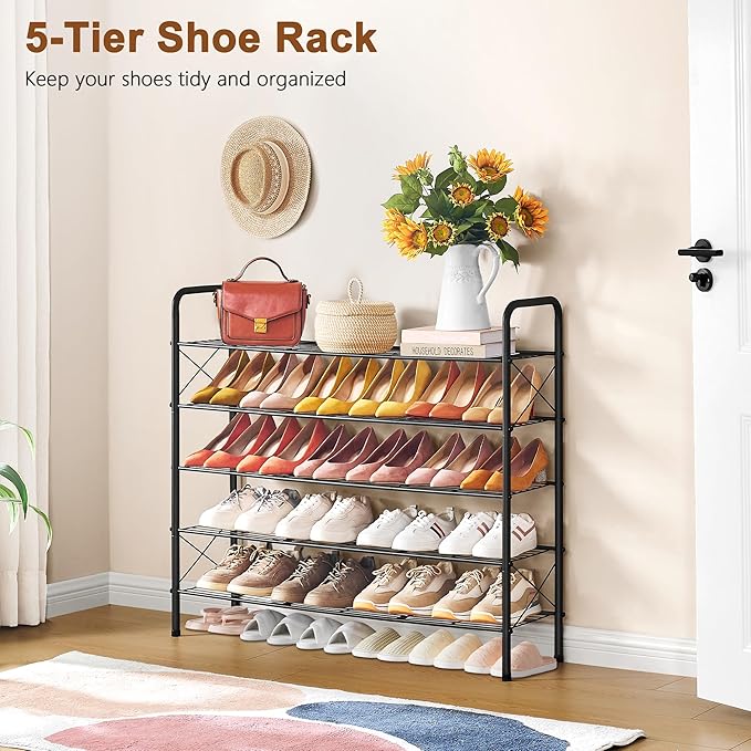 Hoctieon 5 Tier Mesh Style Shoe Rack, Entryway Shoe Shelf, Shoe Storage - Image 4