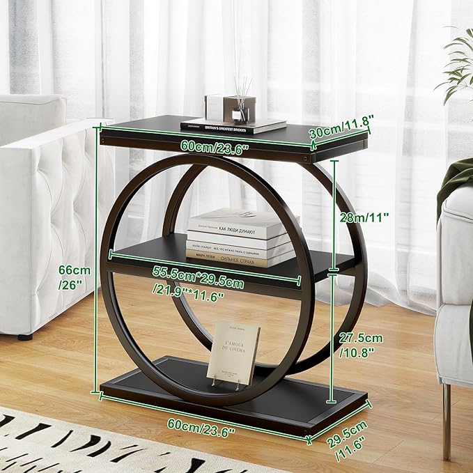 IBUYKE Narrow End Table with 3 Storage Shelves, Industrial Sofa Side Table - Image 3