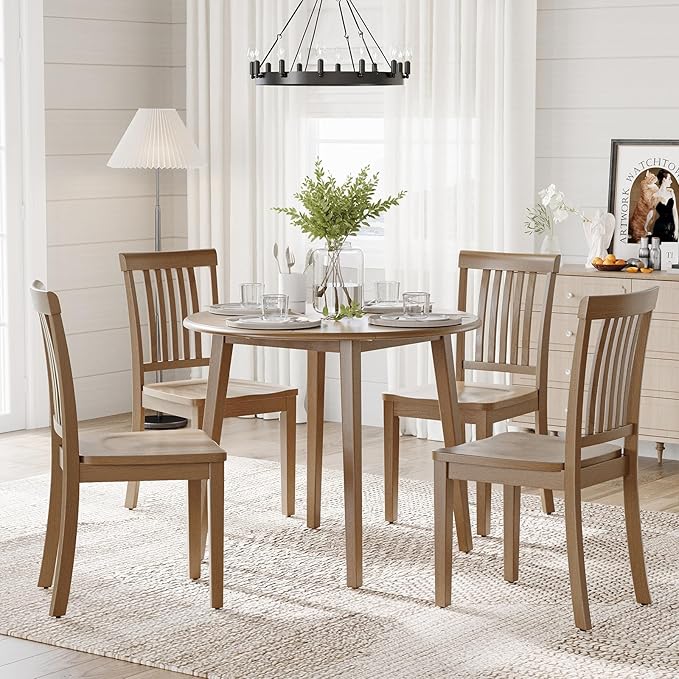 COLAMY Wooden Dining Chairs Set of 4, Solid Rubberwood Kitchen & Dining Room - Image 3