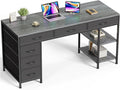 Huuger Computer Desk with 6 Drawers, 47 Inch Office Desk with Shelves, by Huuger