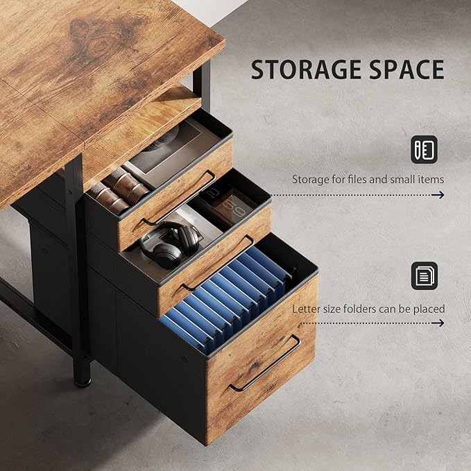 55" Computer Desk with Drawers, Desks - Image 7