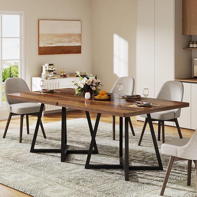 Tribesigns Square Dining Table for 4, 31.5" Industrial Dinner Table by Tribesigns
