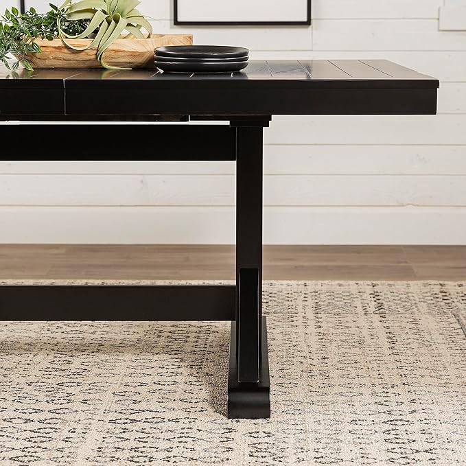 Walker Edison 6 to 8 Person Wood Modern Farmhouse Expandable Dining Room Table - Image 8