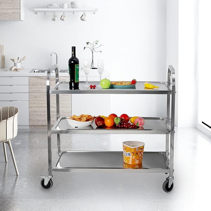 uyoyous 3 Tier Large Heavy Duty Stainless Steel Utility Cart 37"x20"x37" - Image 3