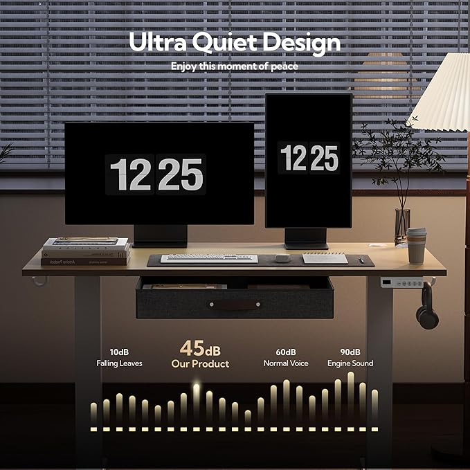 Seang Standing Desk with Drawer, 3 Memory Height Settings with Cable Grommets & - Image 8
