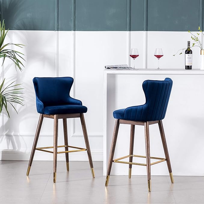 Roundhill Furniture Leland Fabric Upholstered Wingback Bar Stools - Image 3