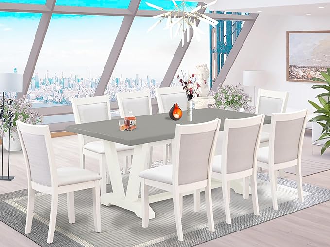 East West Furniture V097MZ001-9 9 Piece Modern Dining Table Set Includes a - Image 2