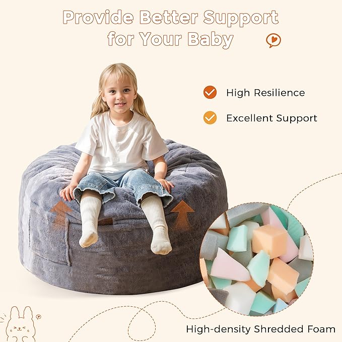 MAXYOYO Kids Bean Bag Chair, Stuffed Faux Fur Bean Bag - Image 6