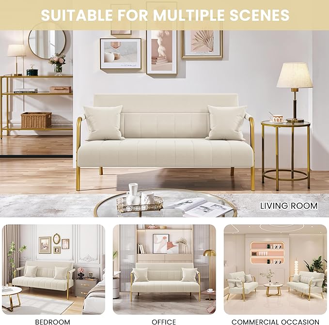 Yaheetech 56.5" W Modern Loveseat 2 Seater Sofa Luxurious Velvet Fabric Couch - Image 6
