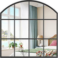 Wide Window Mirror, Rustic Windowpane Mirrors Large Grid by Brauthon