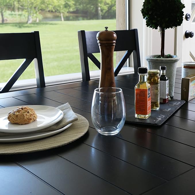 Walker Edison 6-Piece Black Solid Wood Dining Set - Image 2