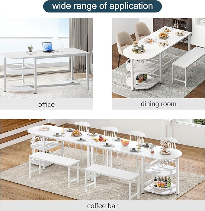 soges Dining Table for 4-6 Person, 71 inch Long Kitchen Dining Table for Living - Image 4