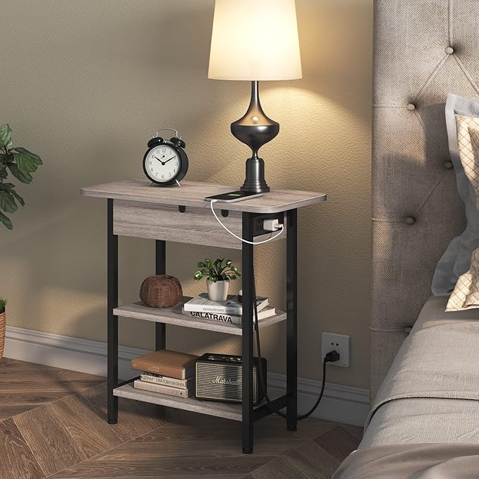 LIDYUK End Table with Charging Station, Nightstands Set of 2 - Image 6