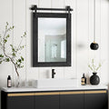 Farmhouse Bathroom Mirror for Over Sink 22”x32” Black, Rustic Western Barn by Menscha