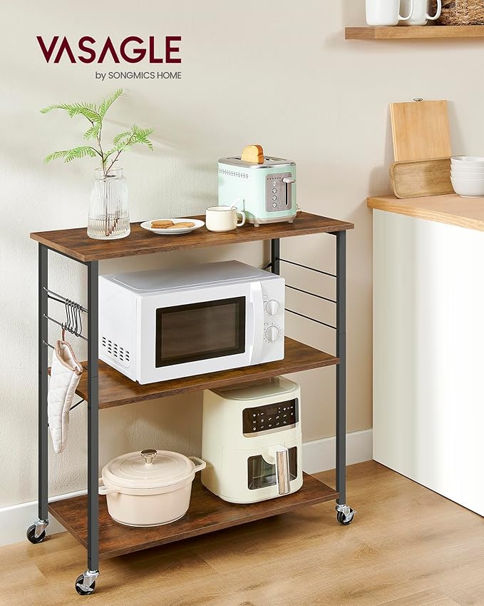 VASAGLE Kitchen Shelf on Wheels, Serving Cart - Image 2