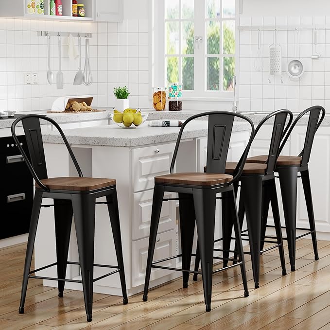 Yongqiang Barstools Set of 4 Counter Height Bar Stools by lightupyourlife