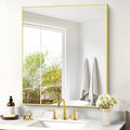 Gold Bathroom Mirror for Wall, 30x36 Inch Rectangle by Welcometocofeny
