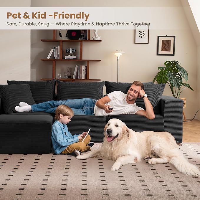 Modular Sectional Sofa, Corduroy Cloud Couch - Image 5