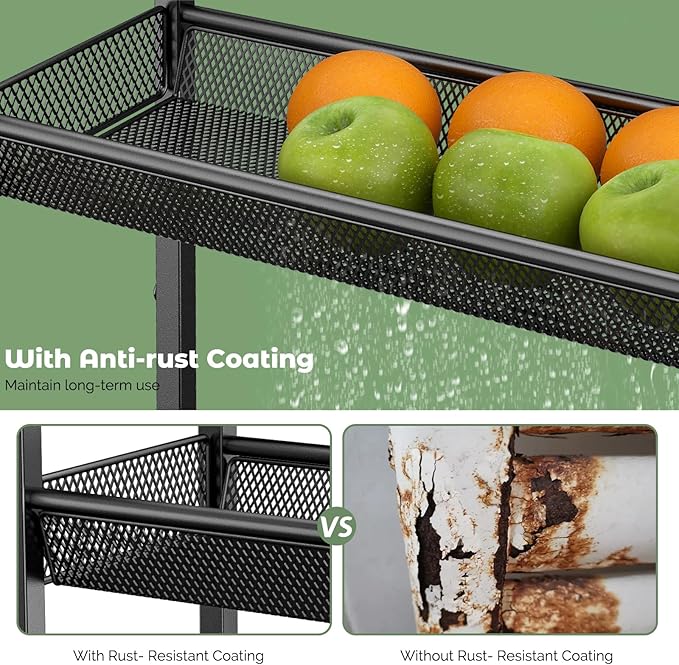 6 Tier Slim Storage Cart with Handle, Rolling Kitchen Laundry Room Storage Cart - Image 9