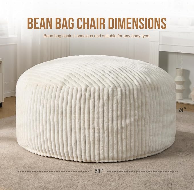 Hobestluk 5ft Bean Bag Chairs for Adults Large Beanbag Chair - Image 2