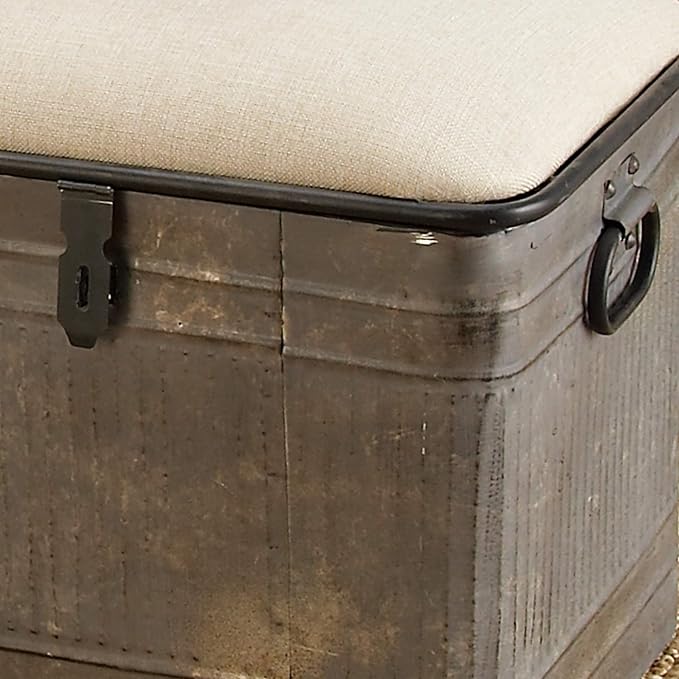 Deco 79 Metal Room Storage Bench Galvanized Entryway Bench - Image 11