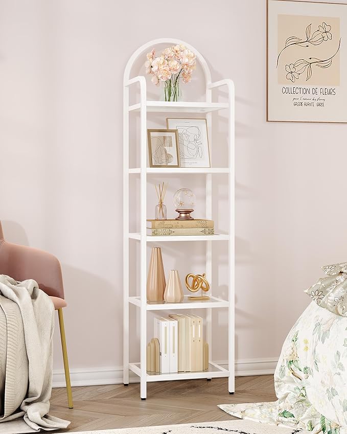 Bookcase Bookshelf, Tempered Glass Bookshelves, Slim Shelving Unit - Image 8