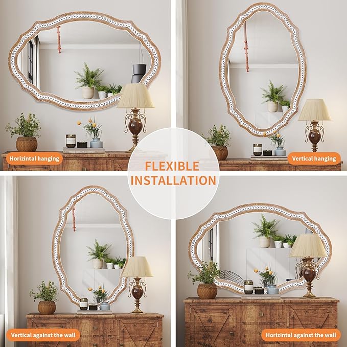 24" x 35" Wooden Farmhouse Oval Mirror - Image 7