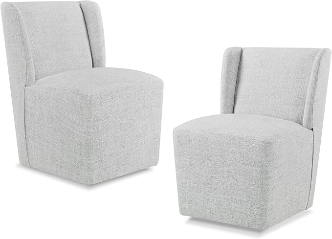 Upholstered Dining Chair with Casters Wingback Modern Side Armless Deskchair by Kislot