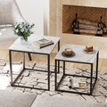 Garden 4 you Coffee Table Set of 2, Modern Faux Marble Nesting Table, Metal by Garden4you