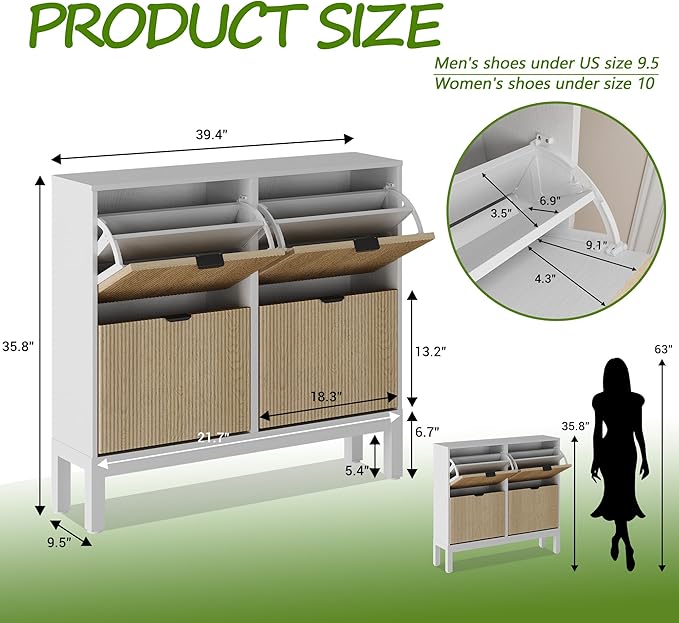 GarveeHome Fluted Shoe Storage Cabinet - Image 2