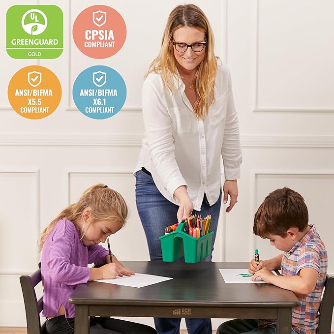 ECR4Kids 30in x 30in Square Hardwood Table and Chair Set, 12in Seat Height - Image 6