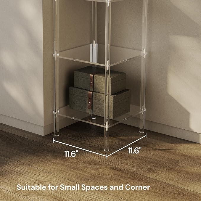 4 Tier Square Acrylic Bookshelf, Small Bookcase - Image 7