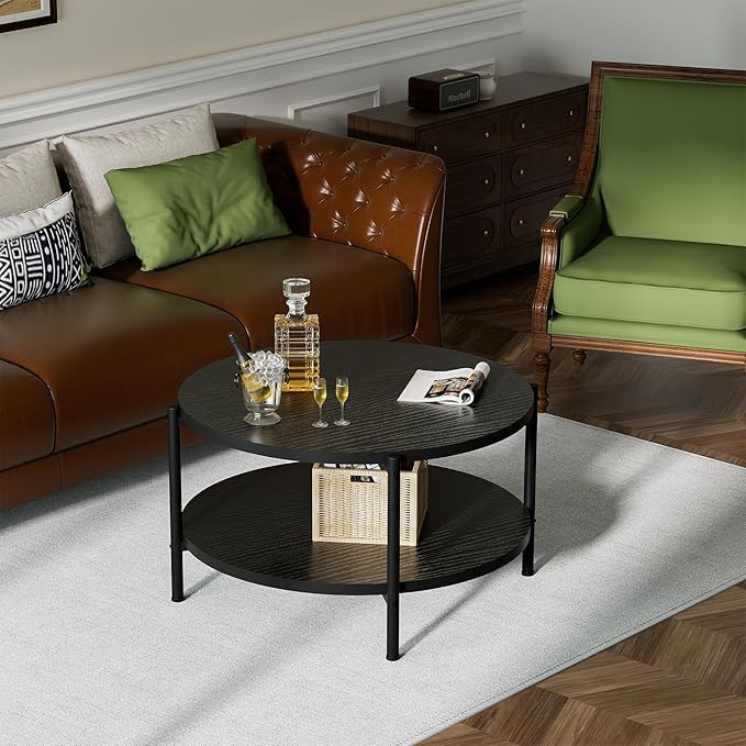 Round Coffee Table, 27.6" Circle Coffee Table - Image 6