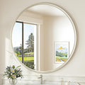 TokeShimi 40 in Tempered Bathroom Vanity Mirror Round Brushed Nickel Bathroom by RefinedBathroomAccessories