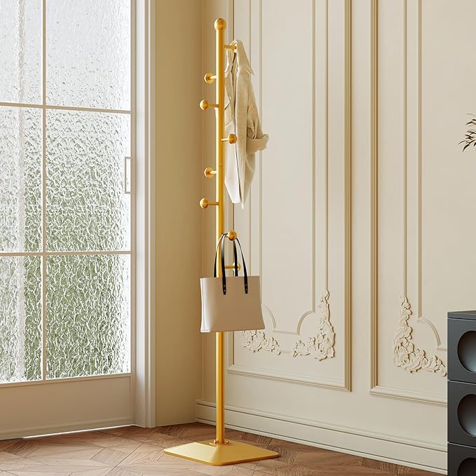 Gold coat rack, Metal coat hanger stand, Coat Tree freestanding Heavy duty by uniquefurnituremodernstyle