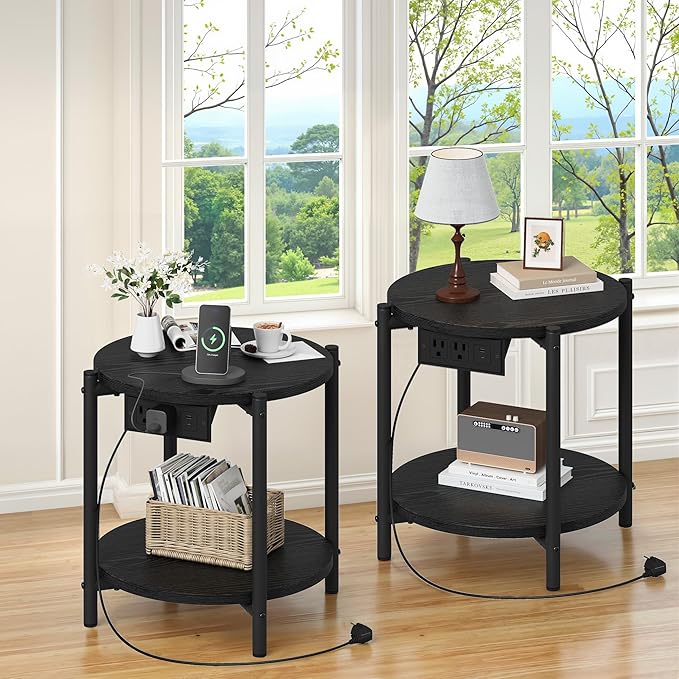 LIKIMIO Small Round End Tables Set of 2 - Image 9