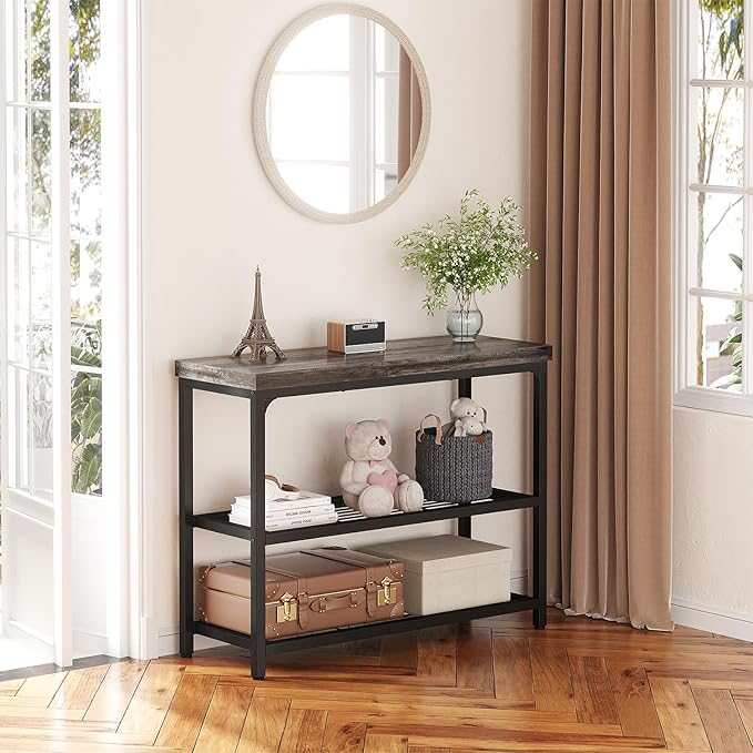 32" Small Console Table, 3-Tier Entryway Table, Sofa Table - Image 7