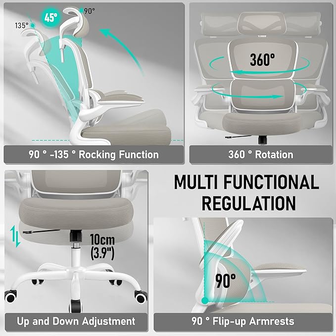High Back Ergonomic Office Chair, Breathable Mesh Desk Chair - Image 6
